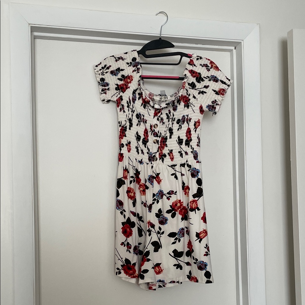 Justin Boots Red and Black Floral Mini Romper